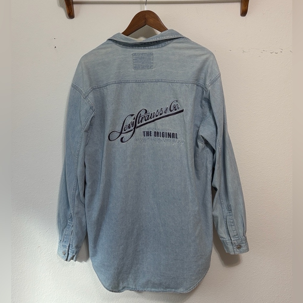 Levi Strauss vintage destress denim embroidered shirt Levi’s button down